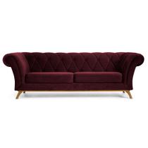 Sofá 230cm 3 Lugares Base Madeira Império B-278 Veludo Marsala - Domi