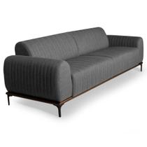Sofá 230cm 3 Lugares Pés Preto Molino C-416 Linho Cinza - Domi Sofá 230cm 3 Lugares Pés Preto Molino C-416 Linho Cinza - Domi