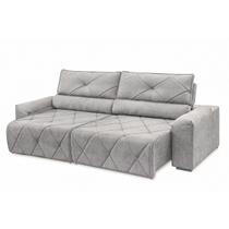 Sofá 230cm 4 lugares retratil e reclinavel Houston Cinza Nevoa