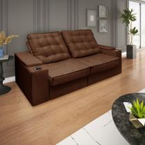 Sofá 2,30m Retrátil e Reclinável com USB Grande, Confortável e Moderno para Sala de Estar COR:MARROM