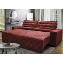 Sofá 2,32m Retrátil e Reclinável com Molas Cama inBox Plus Tecido Suede Velusoft Vermelho