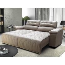 Sofá 2,32m Retrátil e Reclinável com Molas Cama inBox Top Tecido Suede Velusoft Bege