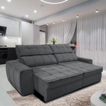 Sofá 254 Cm 3 Lugares Retrátil Reclinável Matielo América Cinza