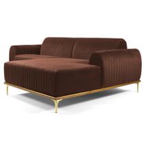 Sofá 255cm 4 Lugares com Chaise Direito Pés Gold Molino B-276 Veludo Terra - Domi