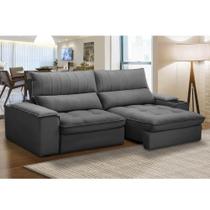 Sofá 2,5m Retrátil e Reclinável Veludo Ferguile Bariloche Sofá 2,5m Retrátil e Reclinável Veludo Ferguile Bariloche