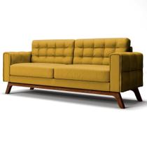 Sofá 260 cm 4 Lugares Sandero B-279 Veludo Amarelo - Domi Sofá 260 cm 4 Lugares Sandero B-279 Veludo Amarelo - Domi