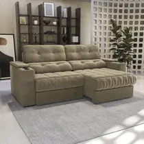 Sofá 260cm com Porta Copos Retrátil e Reclinável Premier