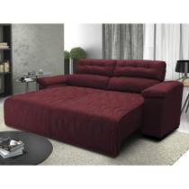 Sofá 2,72m Retrátil e Reclinável com Molas Cama inBox Top Tecido Suede Velusoft Vinho