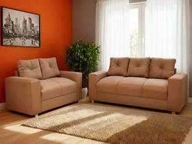 Sofa 3 e 2 Lugares Civic Bom Descanso Veludinho Bege Sofa 3 e 2 Lugares Civic Bom Descanso Veludinho Bege