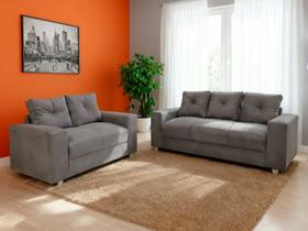 Sofa 3 e 2 Lugares Civic Bom Descanso Veludinho Cinza Sofa 3 e 2 Lugares Civic Bom Descanso Veludinho Cinza