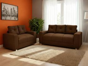 Sofa 3 e 2 Lugares Civic Bom Descanso Veludinho Marrom Sofa 3 e 2 Lugares Civic Bom Descanso Veludinho Marrom