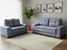 Sofa 3 e 2 Lugares Classic Paropas Veludo Cinza Sofa 3 e 2 Lugares Classic Paropas Veludo Cinza