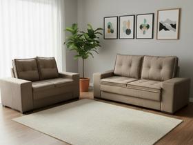 Sofa 3 e 2 Lugares Classic Paropas Veludo Marrom Sofa 3 e 2 Lugares Classic Paropas Veludo Marrom