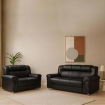 Sofá 3 e 2 Lugares Cronos - 1,90m/1,45m - Corano Preto - Estofados Pérola. Sofá 3 e 2 Lugares Cronos - 1,90m/1,45m - Corano Preto - Estofados Pérola.