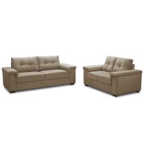 Sofá 3 e 2 Lugares Para Sala de Estar Living Allon F04 Veludo Marrom Claro - Lyam Decor