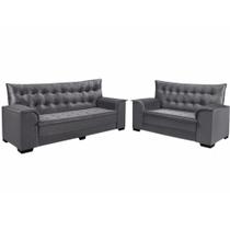 Sofá 3 e 2 lugares Star Bahamas em tecido Veludo Cinza