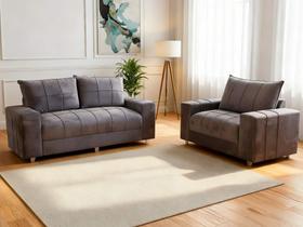 Sofa 3 e 2 Lugares Tiguan Bom Descanso Veludinho Cinza