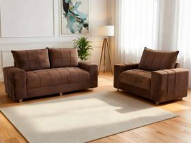 Sofa 3 e 2 Lugares Tiguan Bom Descanso Veludinho Marrom