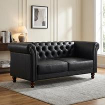Sofá 3 Lugares 180cm Couro Legítico Classic Preto Sofá 3 Lugares 180cm Couro Legítico Classic Preto