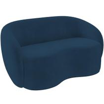 Sofá 3 Lugares 180cm Sala De Estar Living Oscar K01 Veludo Azul Marinho
