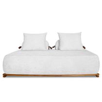 Sofá 3 Lugares 200cm Ilha Base Madeira Viero S06 Bouclê Branco - Mpozenato