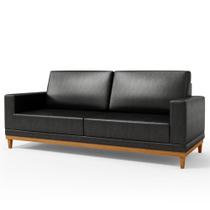 Sofá 3 Lugares 200cm Living Sala de Estar Kayrós D05 Sintético Preto - Mpozenato Sofá 3 Lugares 200cm Living Sala de Estar Kayrós D05 Sintético Preto - Mpozenato