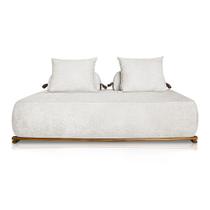 Sofá 3 Lugares 2,00m com Base de Madeira Bouclé Off White - Agius Lucadi Home
