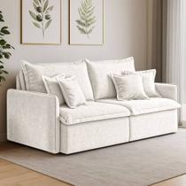 Sofá 3 Lugares 2,00m Retrátil e Reclinável em Tecido Bouclé Malta Lucadi Revestimento:Off White Sofá 3 Lugares 2,00m Retrátil e Reclinável em Tecido Bouclé Malta Lucadi Revestimento:Off White