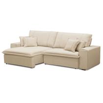 Sofá 3 Lugares 210cm Retrátil e Reclinável Linho Bege Breno Megasul Sofá 3 Lugares 210cm Retrátil e Reclinável Linho Bege Breno Megasul