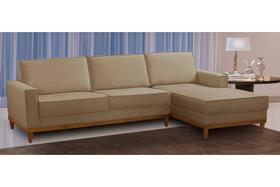 Sofá 3 Lugares 2,10m Living com Chaise Lavinia Linho Bege Adonai Estofados
