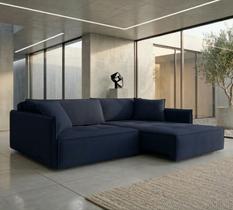 Sofá 3 Lugares 212cm Home Contemporâneo Azul Jeans Sofá 3 Lugares 212cm Home Contemporâneo Azul Jeans