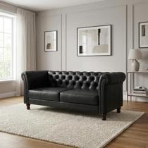 Sofá 3 Lugares 220cm Couro Legítico Classic Preto Sofá 3 Lugares 220cm Couro Legítico Classic Preto