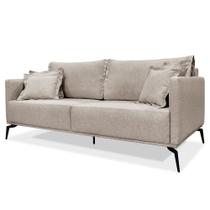Sofá 3 Lugares 220cm Pés de Metal Vecchia S06 Linho Areia - Mpozenato Sofá 3 Lugares 220cm Pés de Metal Vecchia S06 Linho Areia - Mpozenato