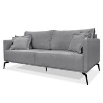 Sofá 3 Lugares 220cm Pés de Metal Vecchia S06 Linho Cinza - Mpozenato Sofá 3 Lugares 220cm Pés de Metal Vecchia S06 Linho Cinza - Mpozenato