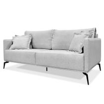 Sofá 3 Lugares 220cm Pés de Metal Vecchia S06 Linho Grigio - Mpozenato