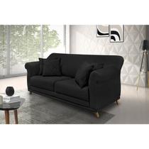 Sofá 3 Lugares 220cm Suede Arras Preto