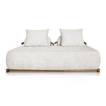 Sofá 3 Lugares 2,20m com Base de Madeira Bouclé Off White - Agius Lucadi Home