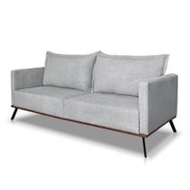 Sofá 3 Lugares 2,20m Estofado em Bouclé Cinza com Pés Metálicos - Zefir Lucadi Home Sofá 3 Lugares 2,20m Estofado em Bouclé Cinza com Pés Metálicos - Zefir Lucadi Home