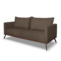 Sofá 3 Lugares 2,20m Estofado em Veludo Marrom com Pés Metálicos - Zefir Lucadi Home