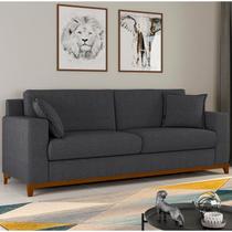 Sofá 3 Lugares 2,20m Linho Living Slim Vintage Cinza Grafite