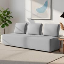 Sofá 3 Lugares 222cm Sala de Estar Rovier Veludo Cinza Z32 - Mpozenato Sofá 3 Lugares 222cm Sala de Estar Rovier Veludo Cinza Z32 - Mpozenato