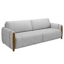 Sofá 3 Lugares 223cm Pés Madeira Amaranto M22 Veludo Cinza - Mpozenato