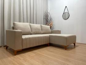 Sofá 3 Lugares 2,30 m Linho Bege A226 Chaise Lisboa