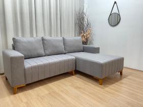 Sofá 3 Lugares 2,30 m Linho Cinza A230 Chaise Lisboa