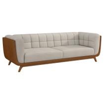 Sofá 3 Lugares 240cm Coin material sintético Caramelo Linho Off White - Sallar Home Sofá 3 Lugares 240cm Coin material sintético Caramelo Linho Off White - Sallar Home