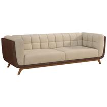Sofá 3 Lugares 240cm Coin material sintético Marrom Bouclê Suave Off White - Sallar Home