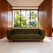 Sofá 3 Lugares 240cm Pés Madeira Premium Compose Bouclê material sintético Sala Clinica Recepçao Luxo Sofá 3 Lugares 240cm Pés Madeira Premium Compose Bouclê material sintético Sala Clinica Recepçao Luxo
