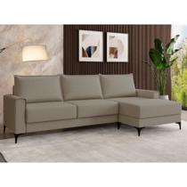 Sofá 3 Lugares 270cm Com Chaise E Pés Metálicos Multimóveis CR45343 Bege Escuro Sofá 3 Lugares 270cm Com Chaise E Pés Metálicos Multimóveis CR45343 Bege Escuro