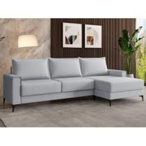 Sofá 3 Lugares 270cm Com Chaise E Pés Metálicos Multimóveis CR45343 Cinza Sofá 3 Lugares 270cm Com Chaise E Pés Metálicos Multimóveis CR45343 Cinza