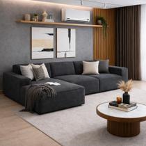 Sofá 3 lugares 2,75m Bouclê com Chaise CompactAir - Balaqui